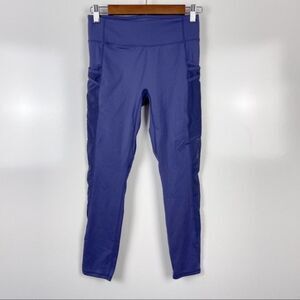 Fabletics Mesh Panel Seamless Pocket Cropped Work Out Leggings Blue